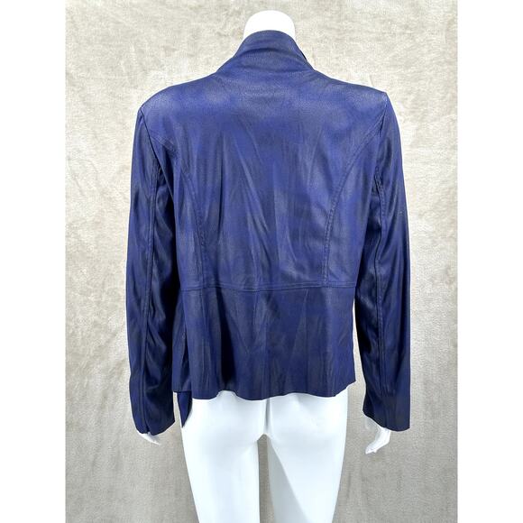 Lena Gabrielle Jacket Womens 8 Navy Open Front Draped Moto Date Nite Grunge - Picture 6 of 9
